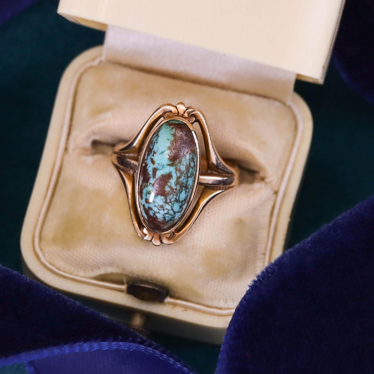 Antique Turquoise Ring of 10k Gold - Trademark Antiques