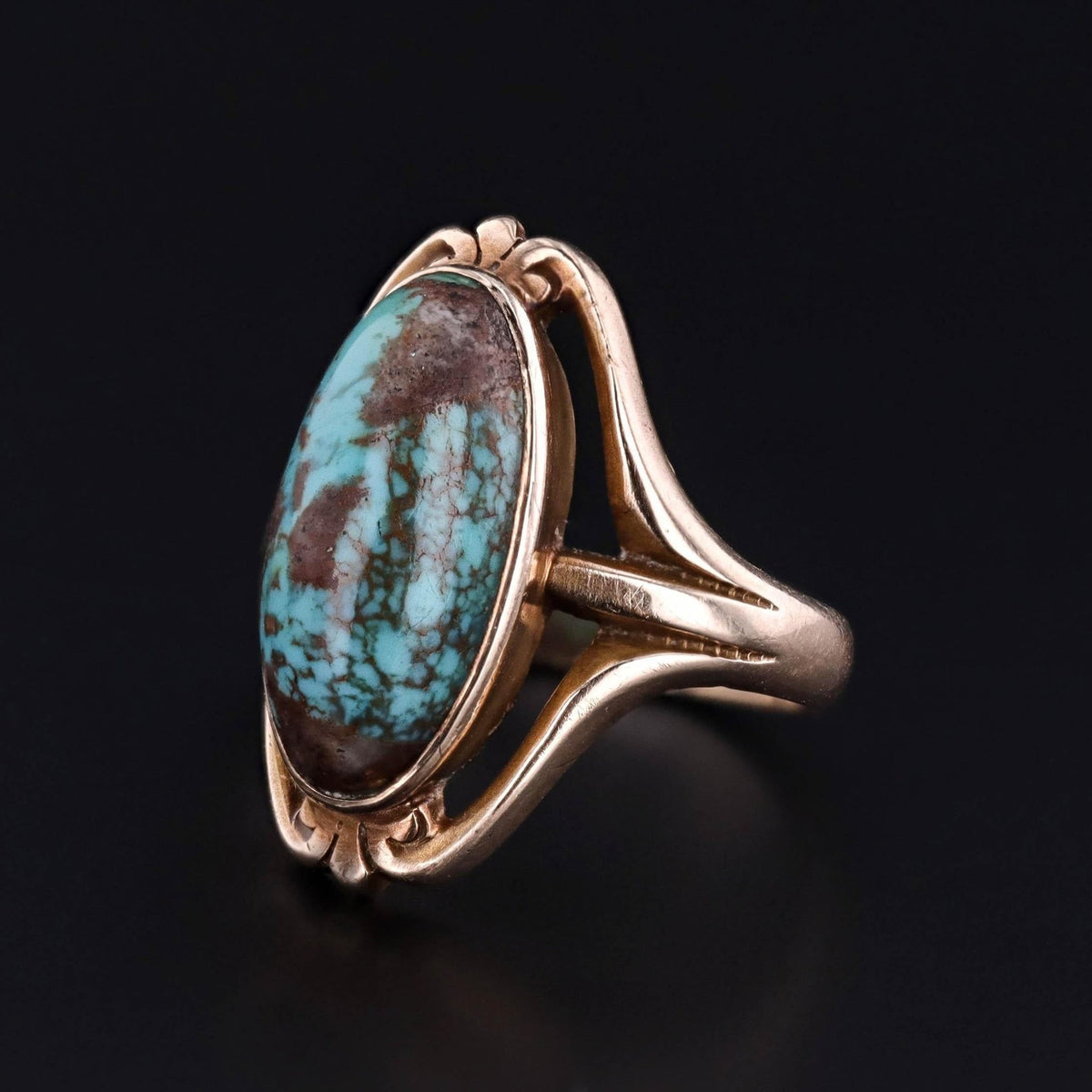 Antique Turquoise Ring of 10k Gold - Trademark Antiques