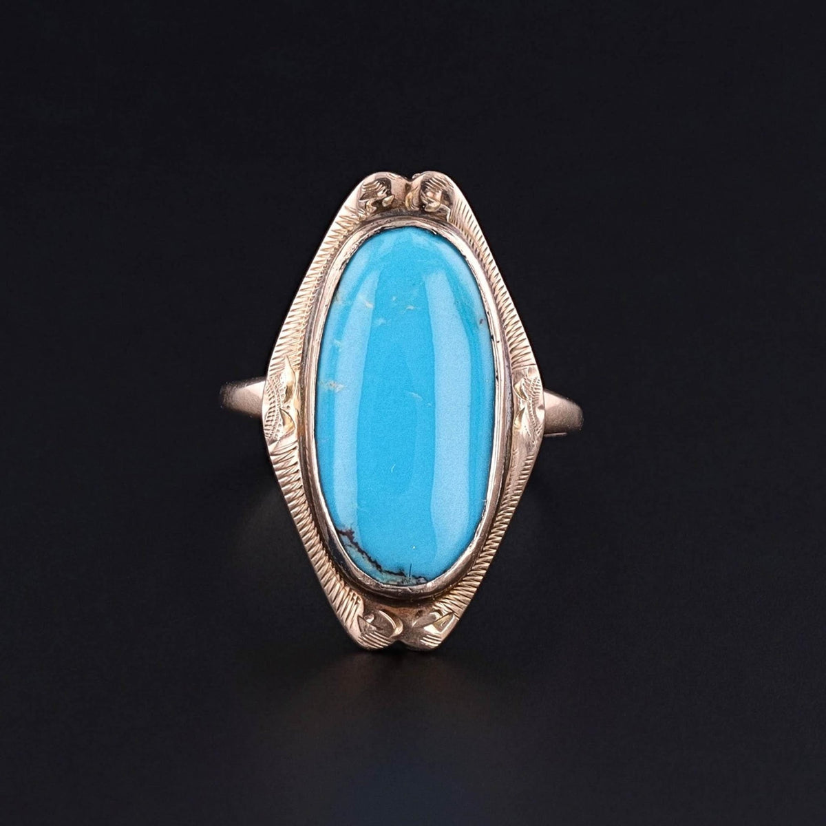 Antique Turquoise Ring of 9ct Gold - Trademark Antiques