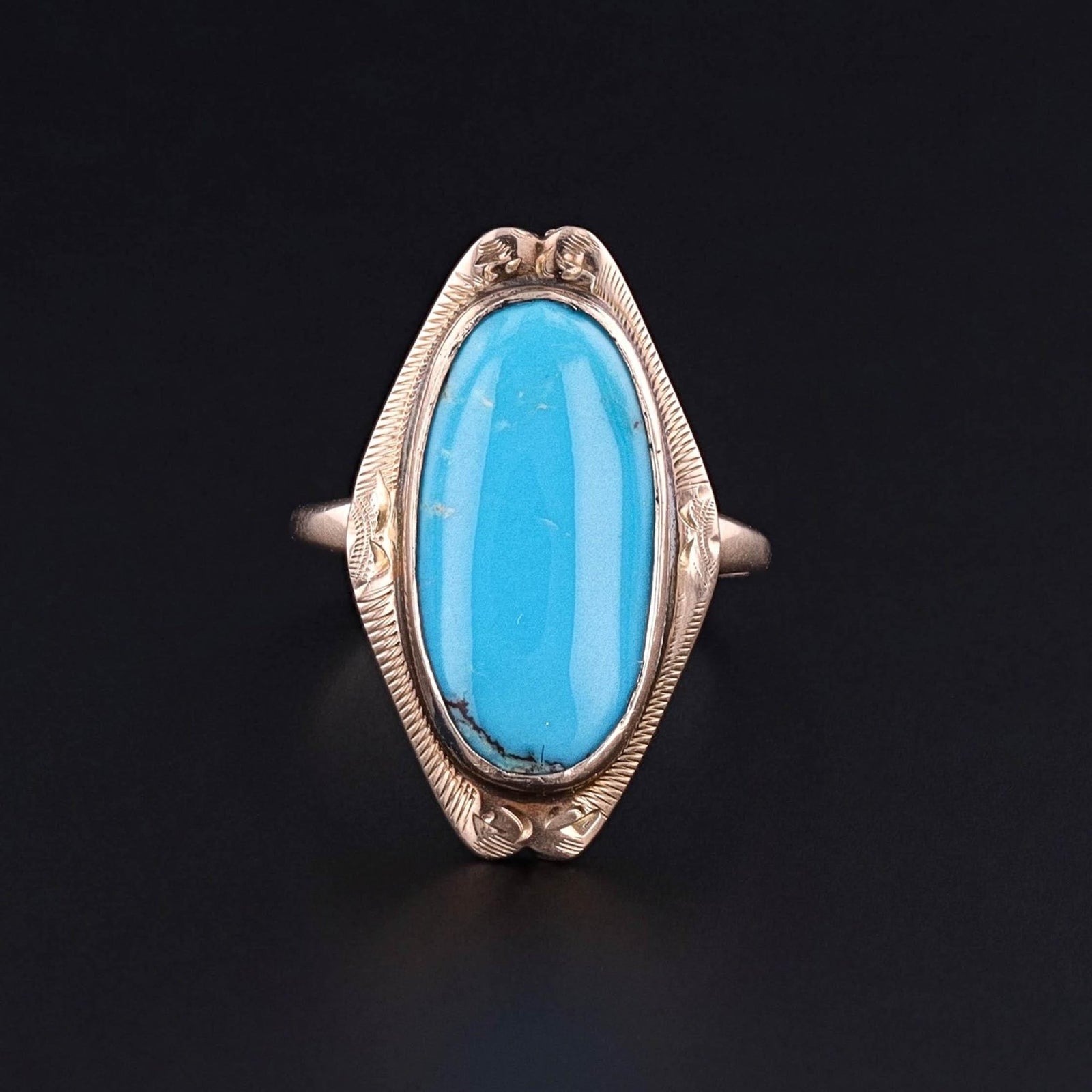 Antique Turquoise Ring of 9ct Gold - Trademark Antiques