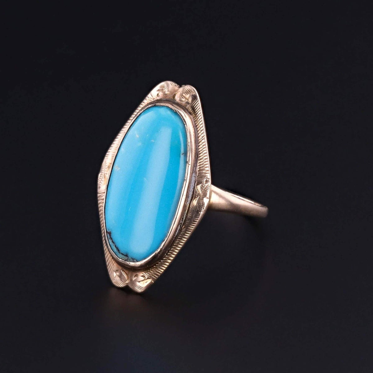 Antique Turquoise Ring of 9ct Gold - Trademark Antiques