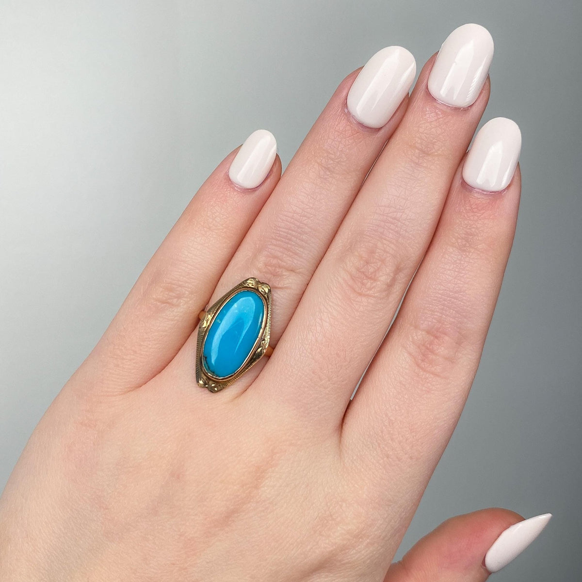 Antique Turquoise Ring of 9ct Gold - Trademark Antiques