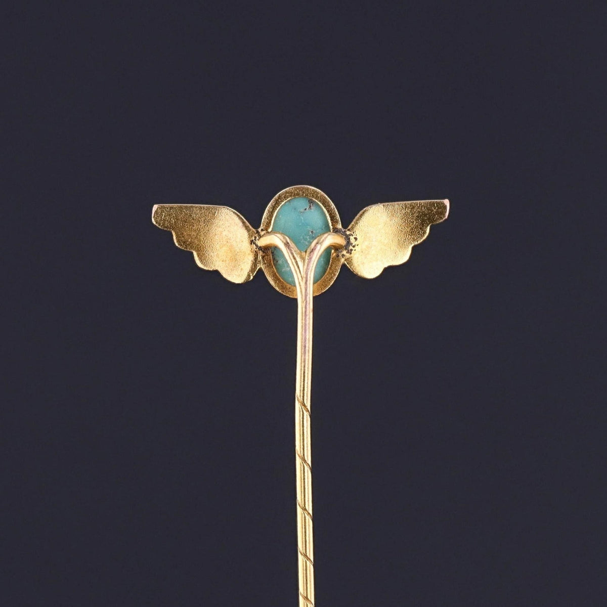 Antique Turquoise Scarab Stickpin of 9ct Gold - Trademark Antiques
