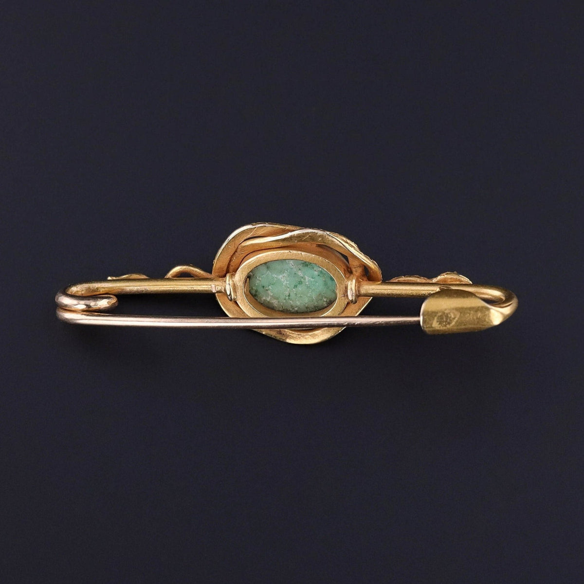 Antique Turquoise Snake Brooch of 14k Gold - Trademark Antiques