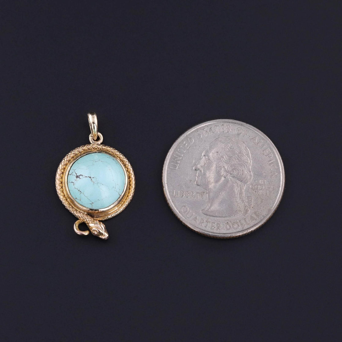 Antique Turquoise Snake Charm of 14k Gold - Trademark Antiques