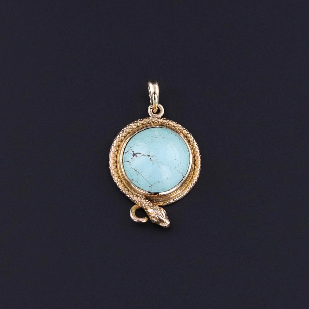 Antique Turquoise Snake Charm of 14k Gold - Trademark Antiques