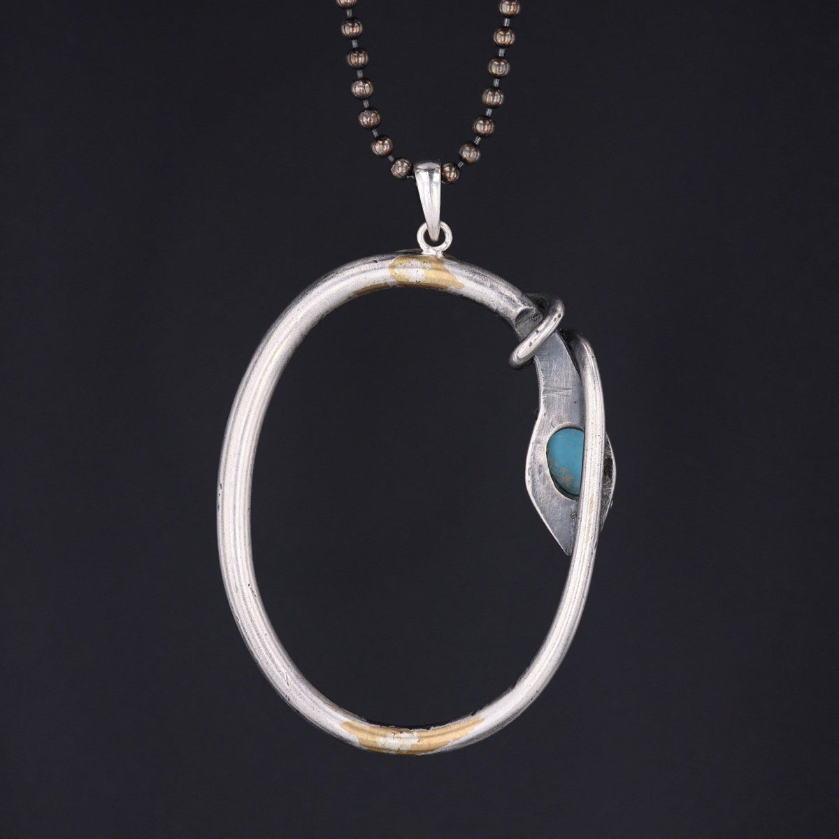 Antique Turquoise Snake Conversion Pendant of Silver - Trademark Antiques