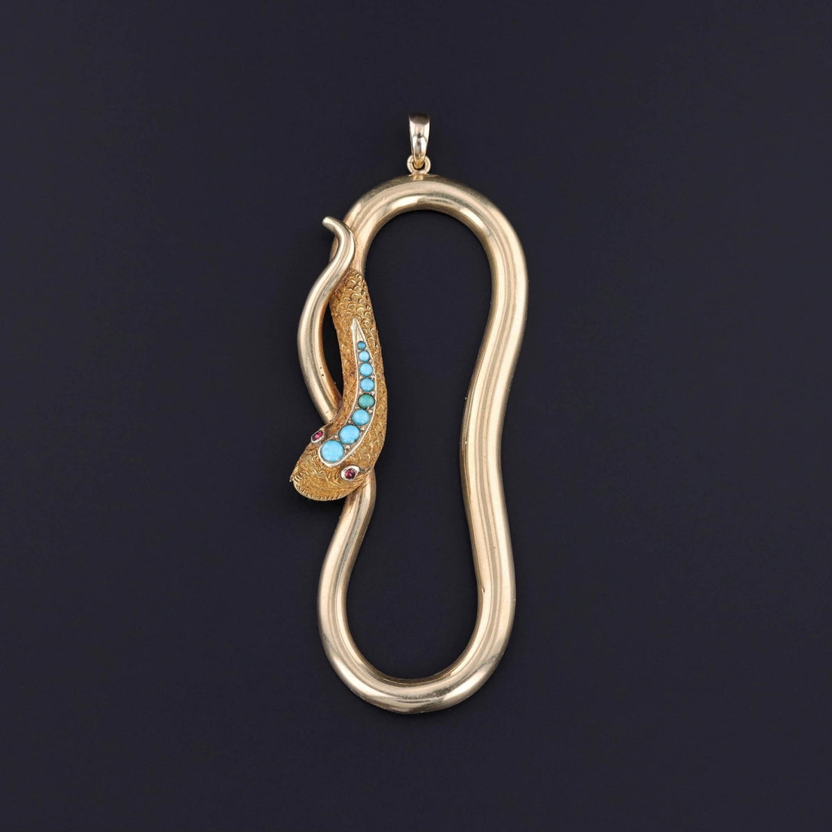 Antique Turquoise Snake Pendant of 14k Gold - Trademark Antiques