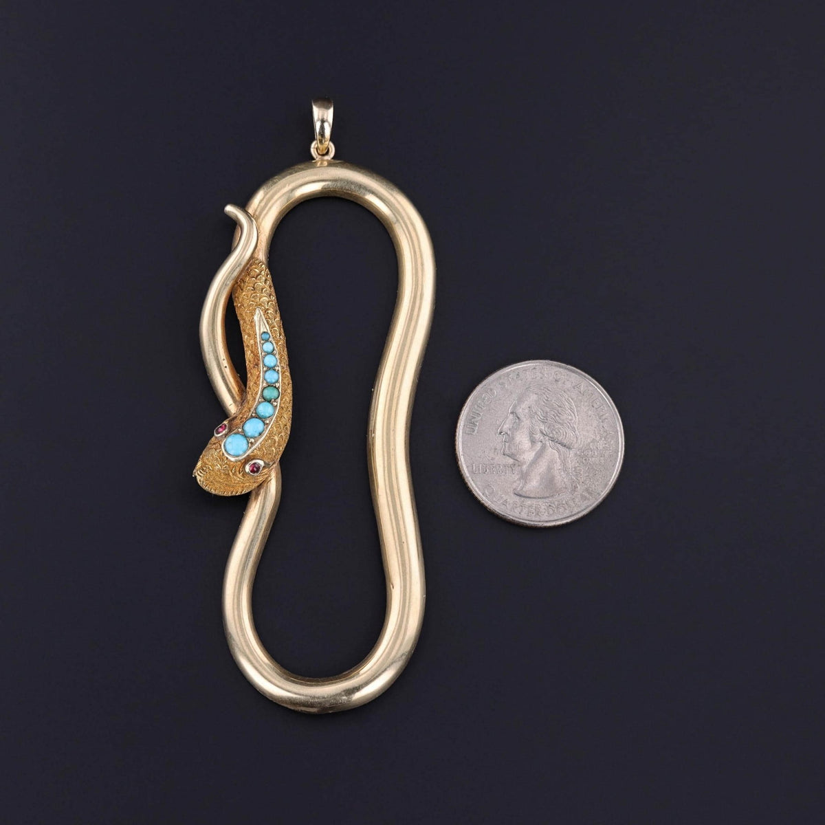 Antique Turquoise Snake Pendant of 14k Gold - Trademark Antiques