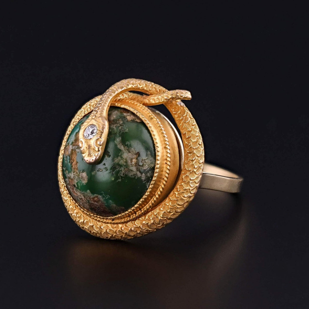 Antique Turquoise Snake Ring of 14k Gold - Trademark Antiques