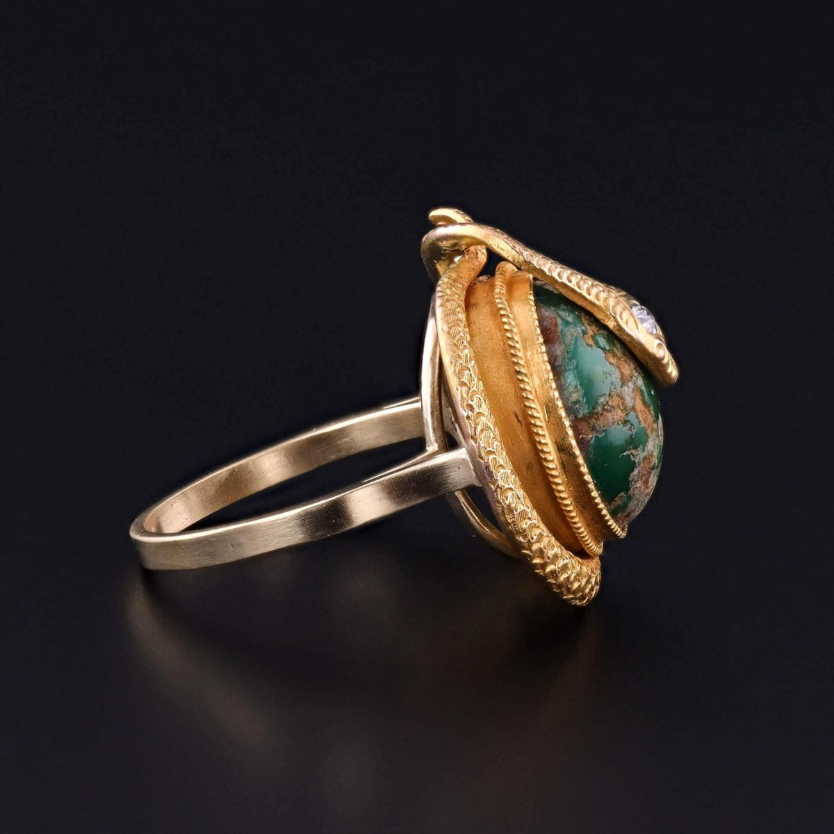 Antique Turquoise Snake Ring of 14k Gold - Trademark Antiques