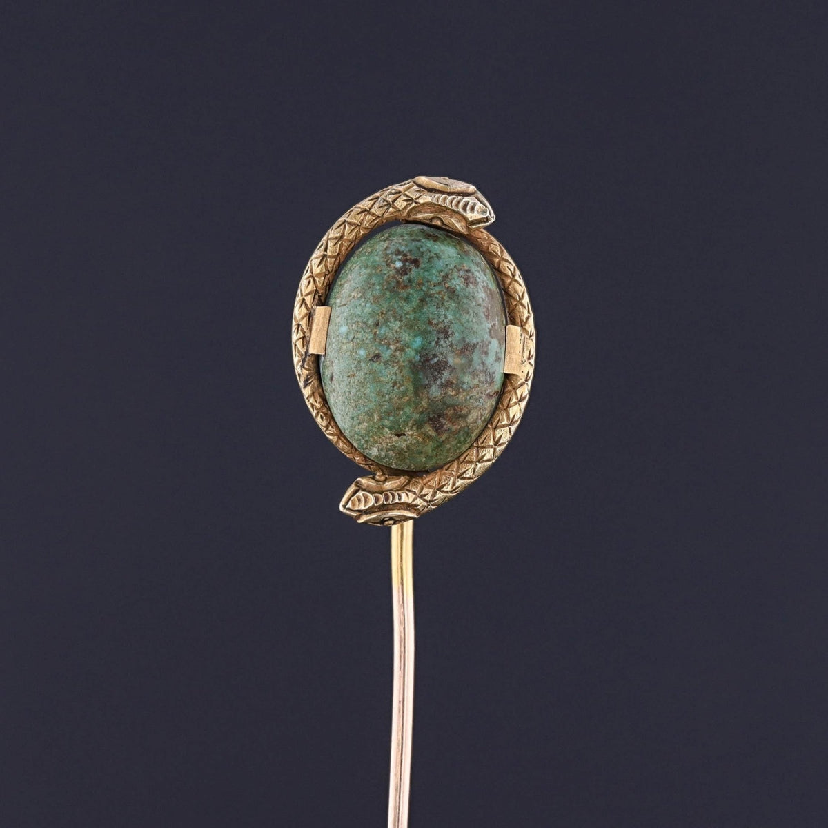 Antique Turquoise Snake Stickpin of 10k Gold - Trademark Antiques