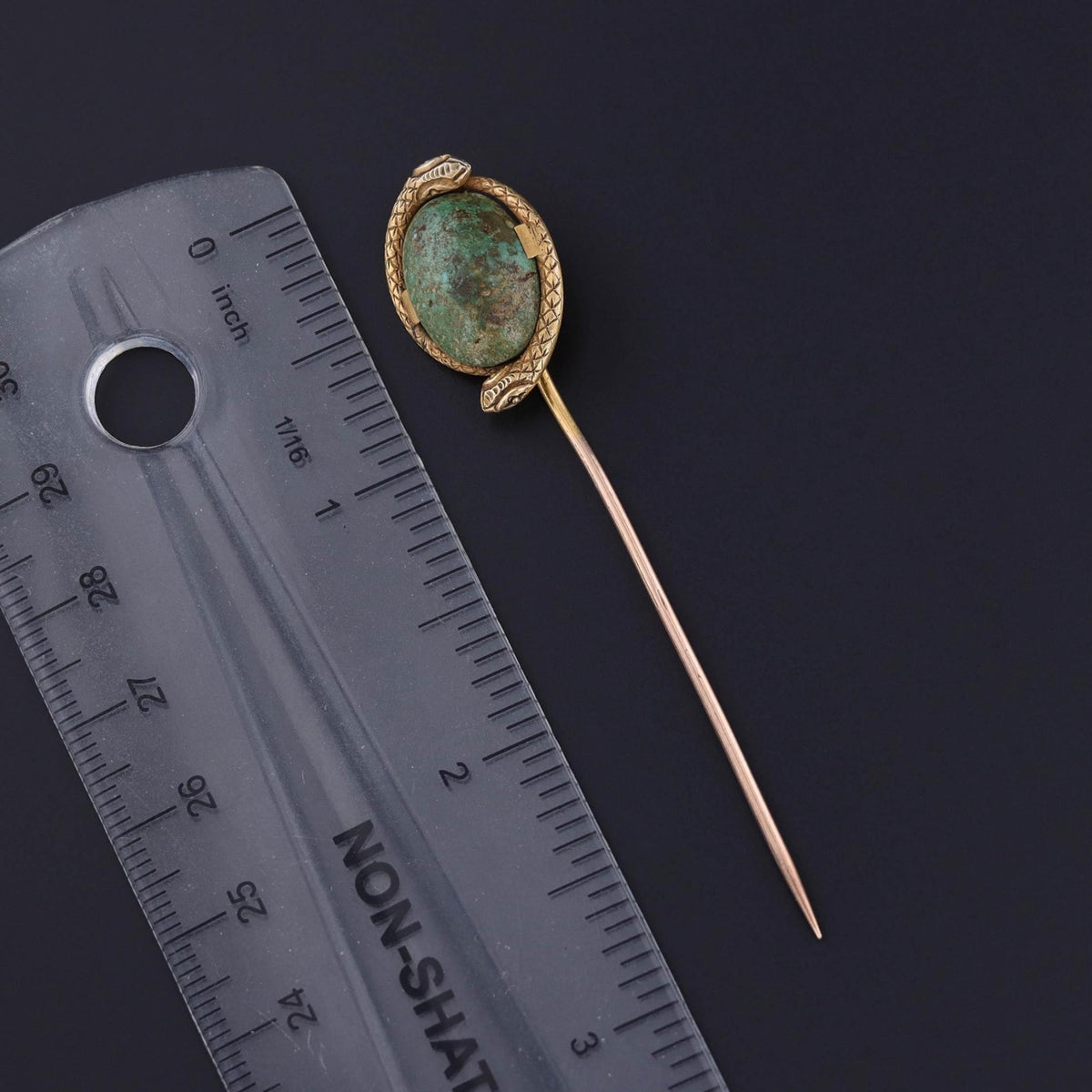 Antique Turquoise Snake Stickpin of 10k Gold - Trademark Antiques