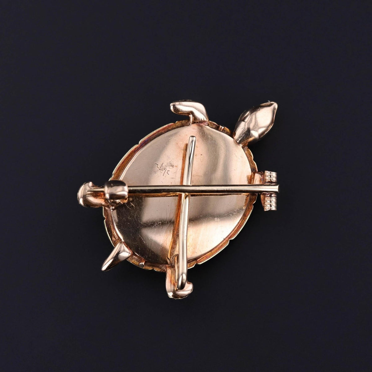 Antique Turtle Brooch of Demantoid Garnets and 14k Gold - Trademark Antiques