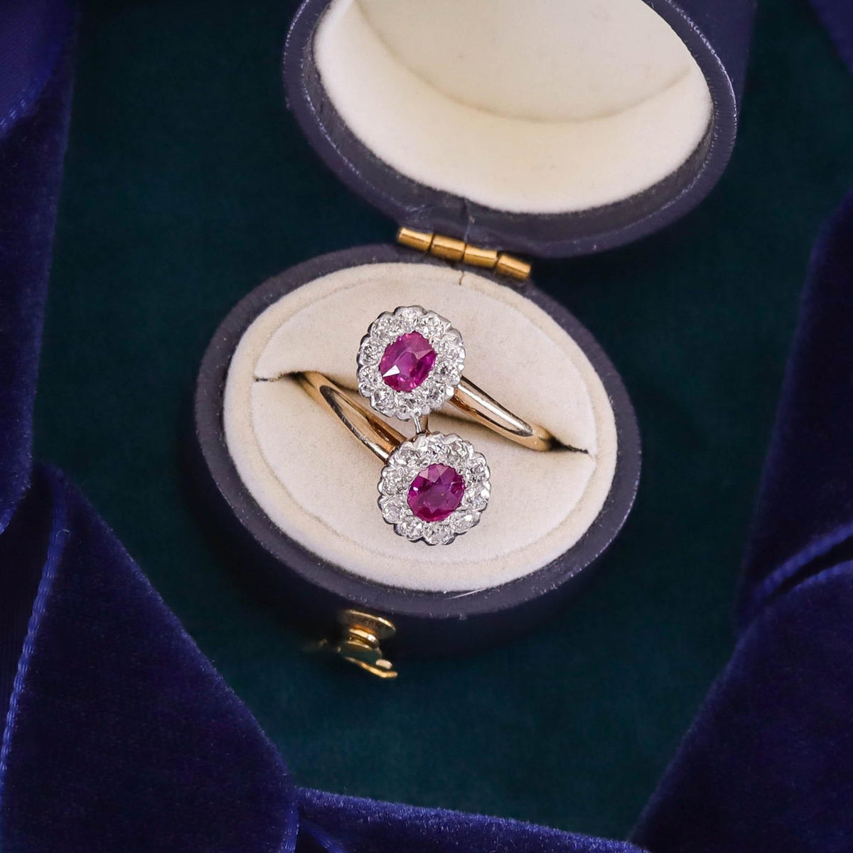 Antique Untreated Natural Ruby and Diamond Bypass Ring - Trademark Antiques