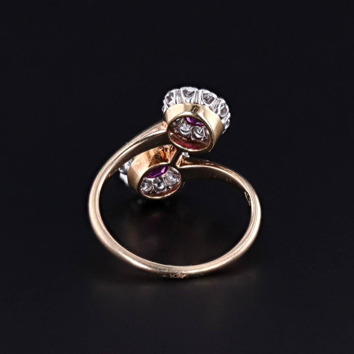 Antique Untreated Natural Ruby and Diamond Bypass Ring - Trademark Antiques