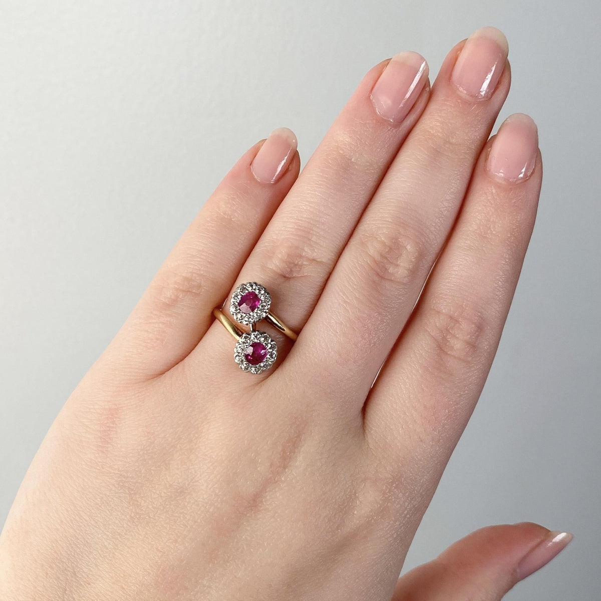 Antique Untreated Natural Ruby and Diamond Bypass Ring - Trademark Antiques