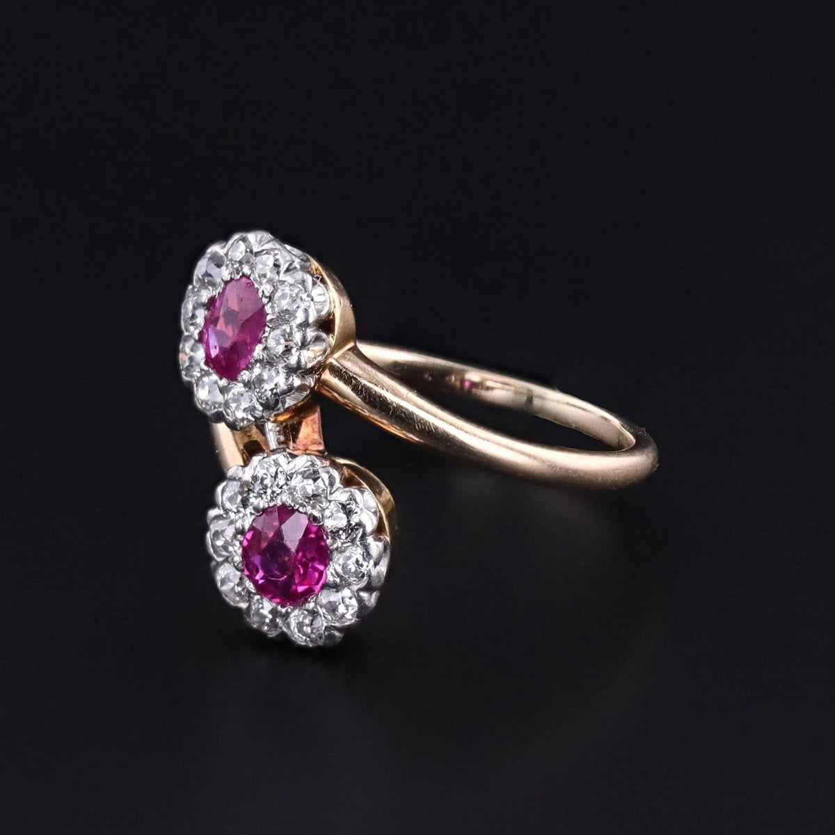 Antique Untreated Natural Ruby and Diamond Bypass Ring - Trademark Antiques