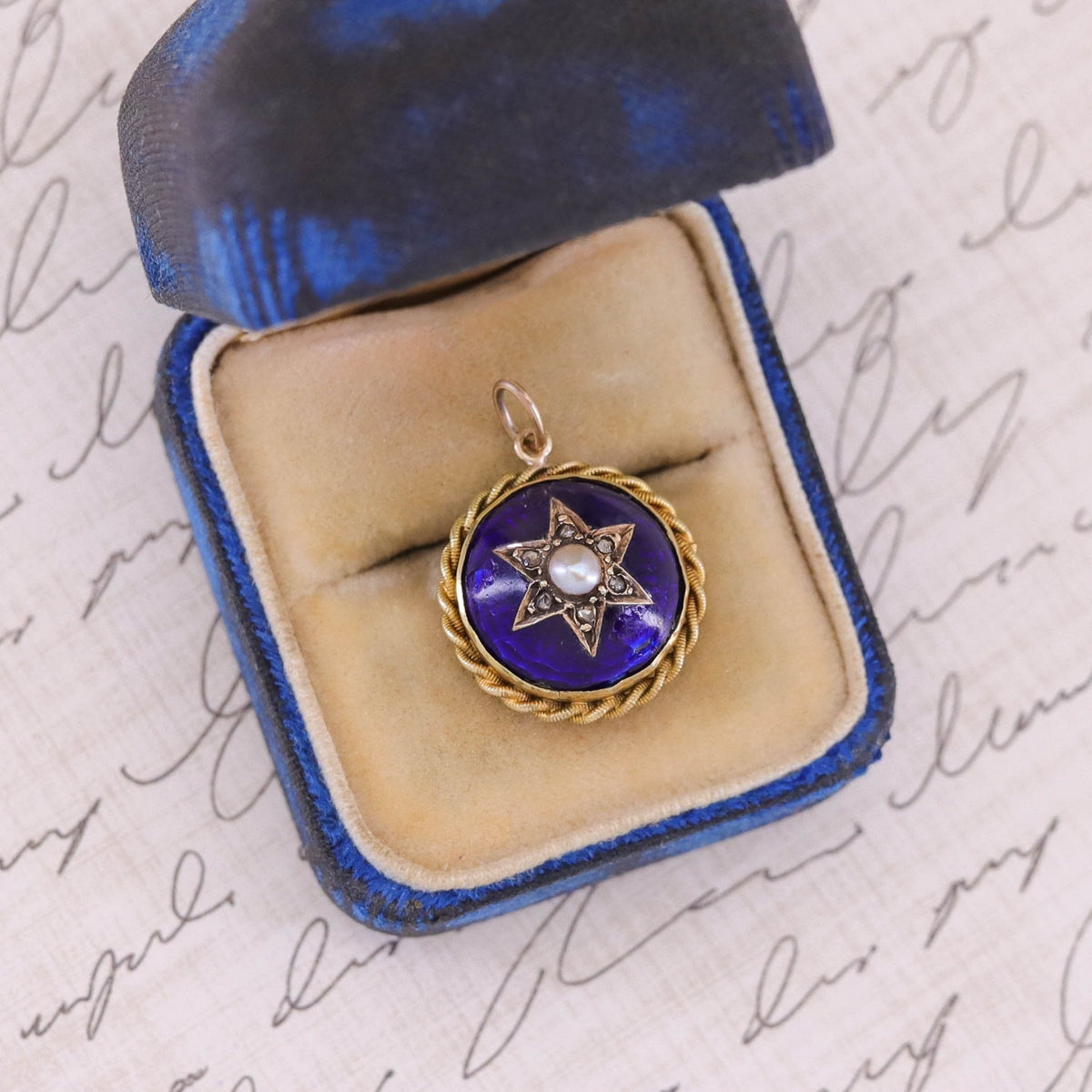 Antique Victorian Diamond &amp; Pearl Star Pendant of 18k Gold - Trademark Antiques