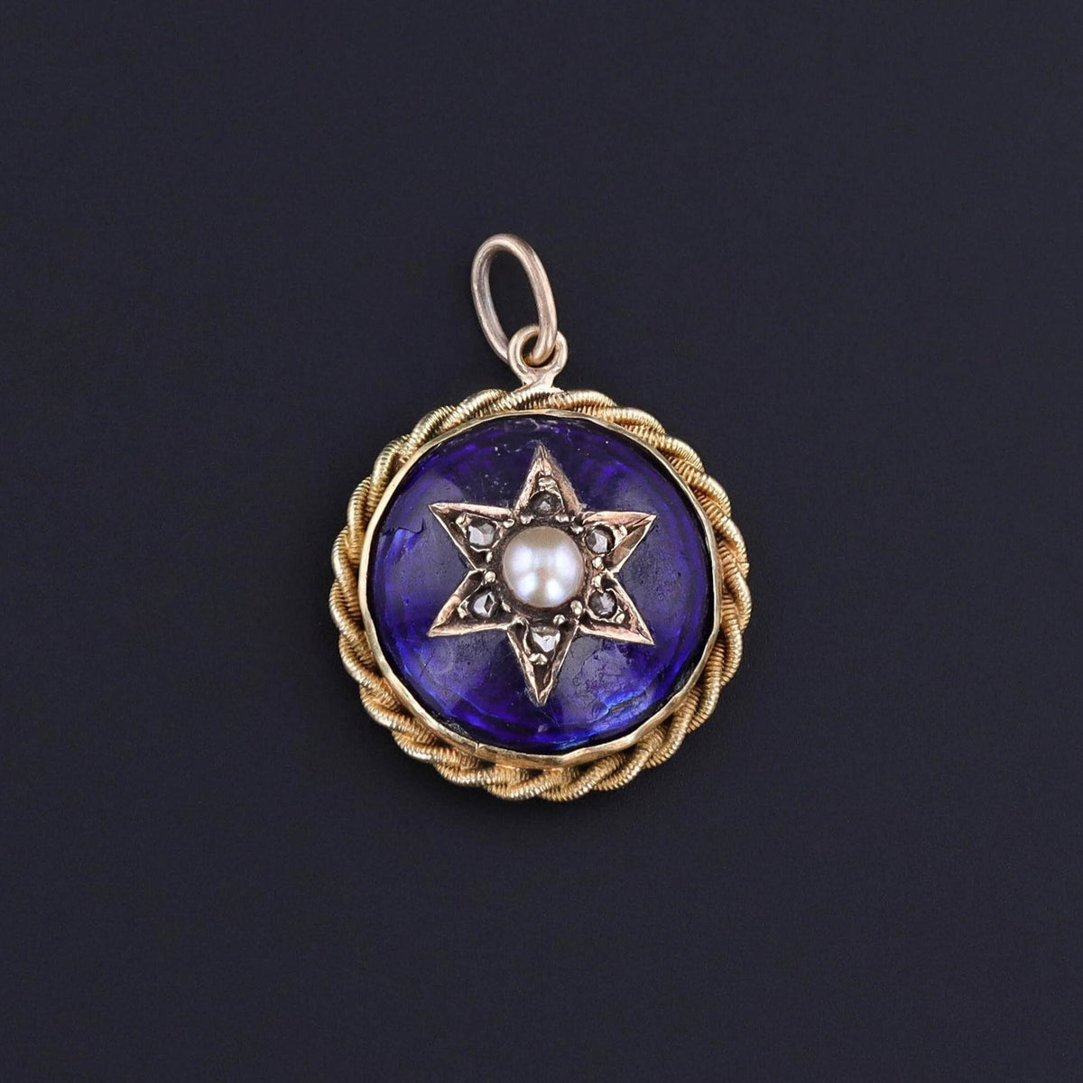 Antique Victorian Diamond &amp; Pearl Star Pendant of 18k Gold - Trademark Antiques