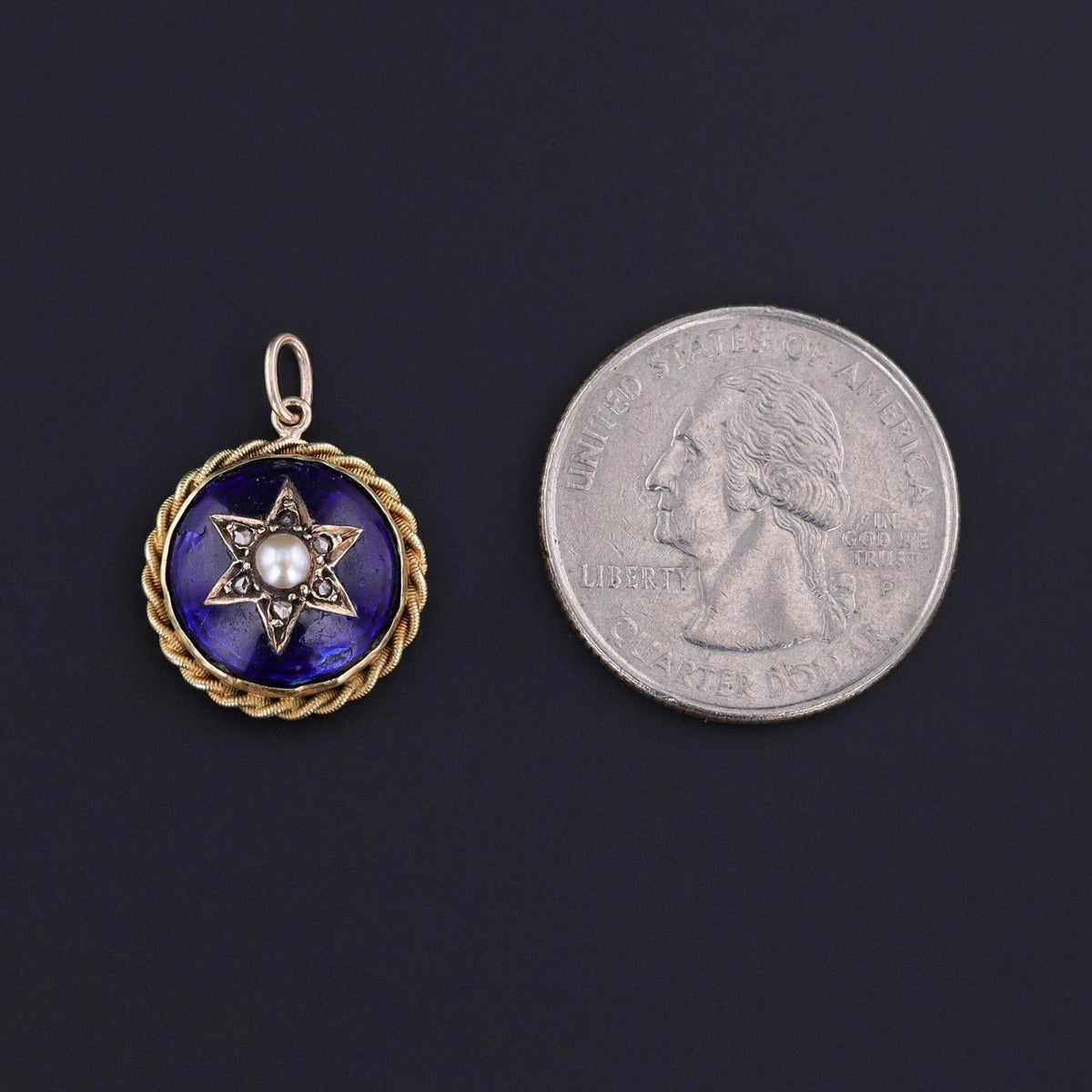 Antique Victorian Diamond &amp; Pearl Star Pendant of 18k Gold - Trademark Antiques