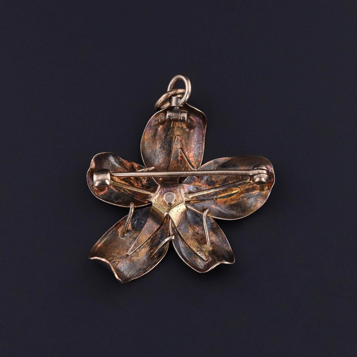 Antique Violet Pendant Brooch of 14k Gold - Trademark Antiques