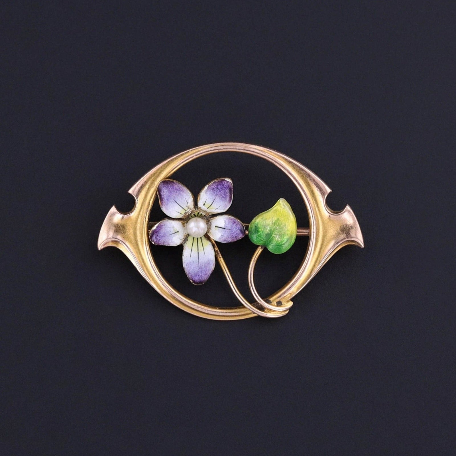 Antique Violet Pin of 10k Gold - Trademark Antiques
