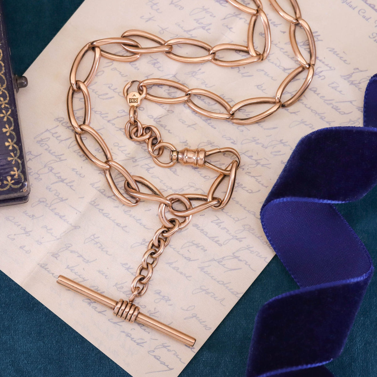 Antique Watch Chain Necklace of 14k Gold - Trademark Antiques