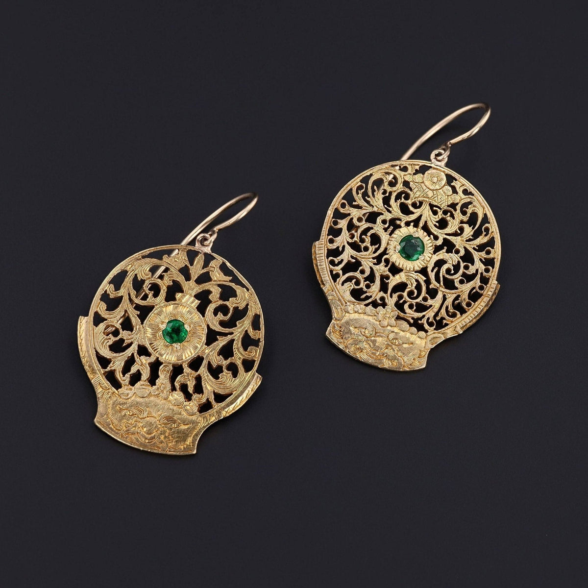 Antique Watch Cock Conversion Earrings - Trademark Antiques