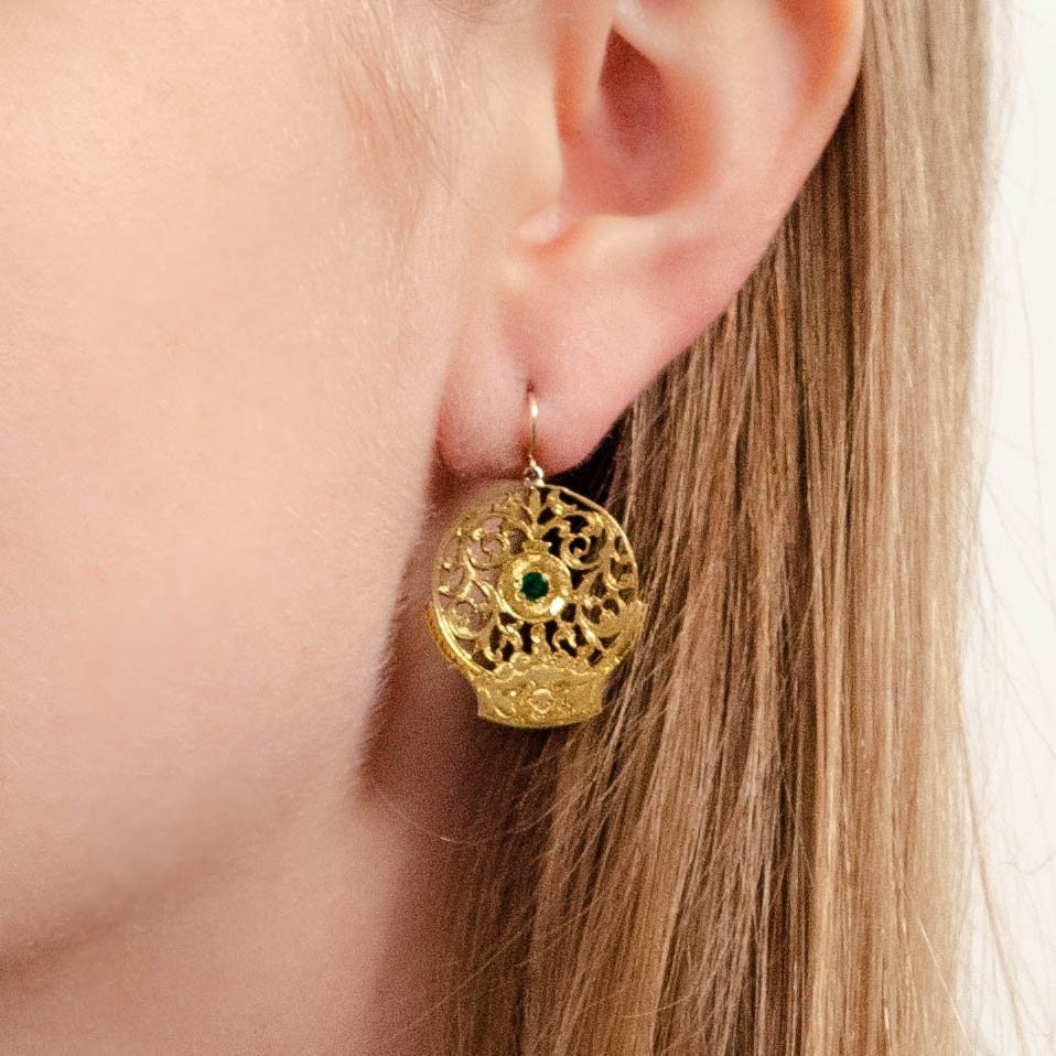 Antique Watch Cock Conversion Earrings - Trademark Antiques
