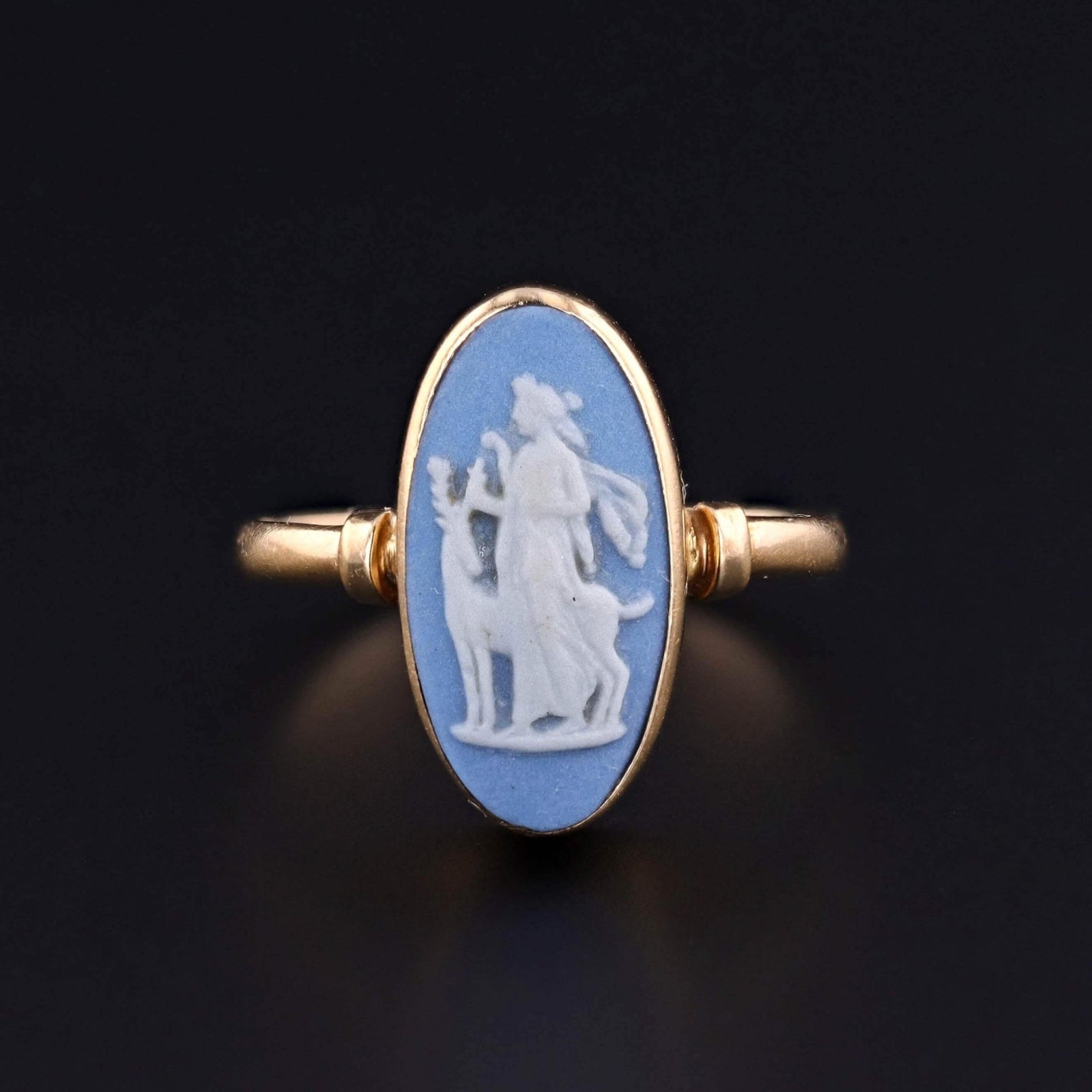Antique Wedgwood Ring of Goddess Diana in 18k Gold - Trademark Antiques