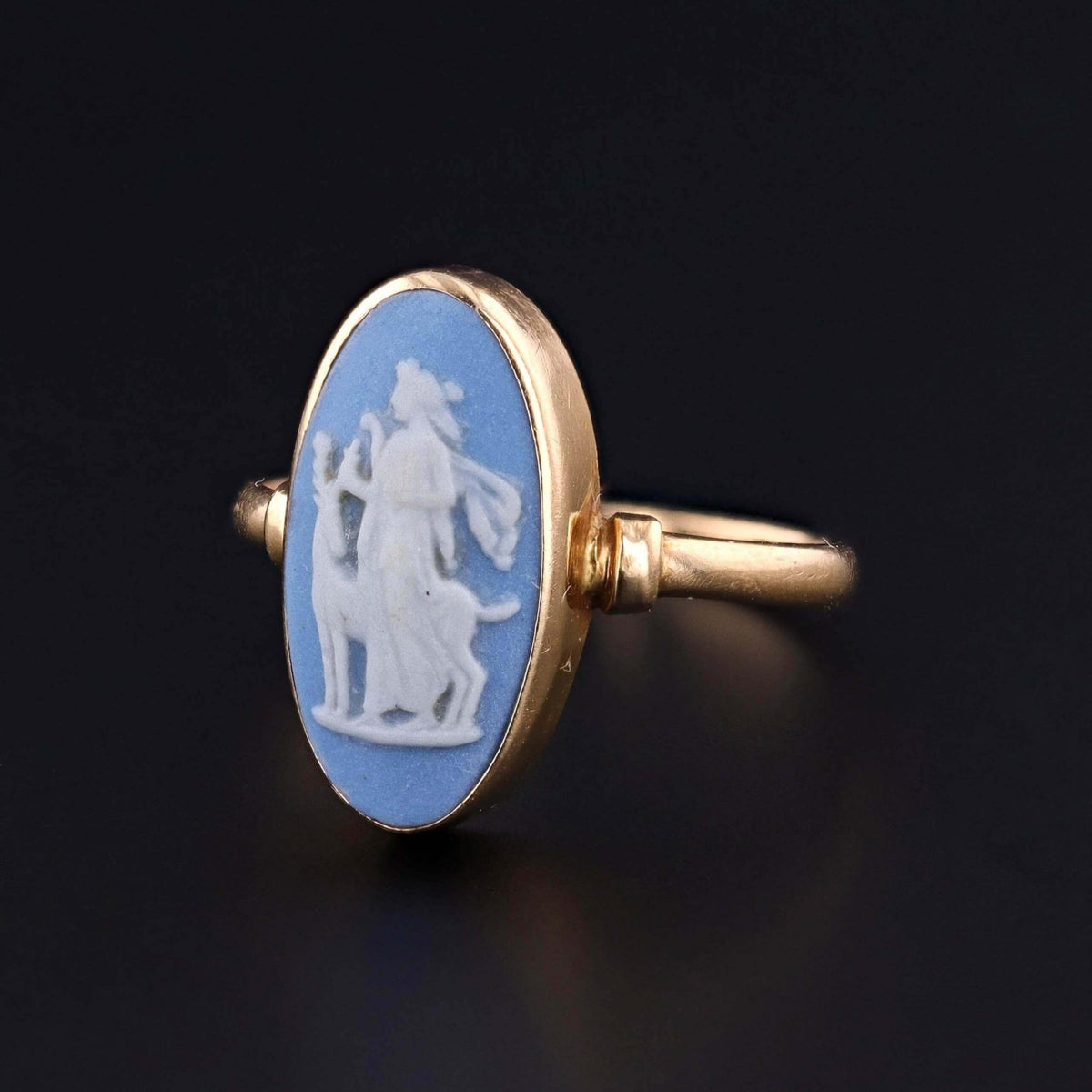 Antique Wedgwood Ring of Goddess Diana in 18k Gold - Trademark Antiques