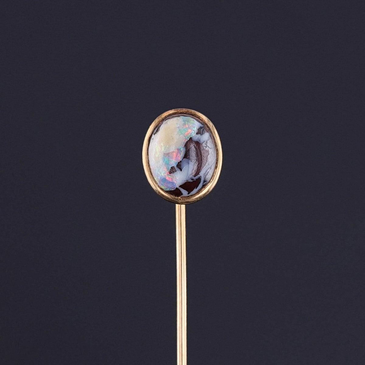 Antique White Boulder Opal Stickpin of 14k Gold - Trademark Antiques