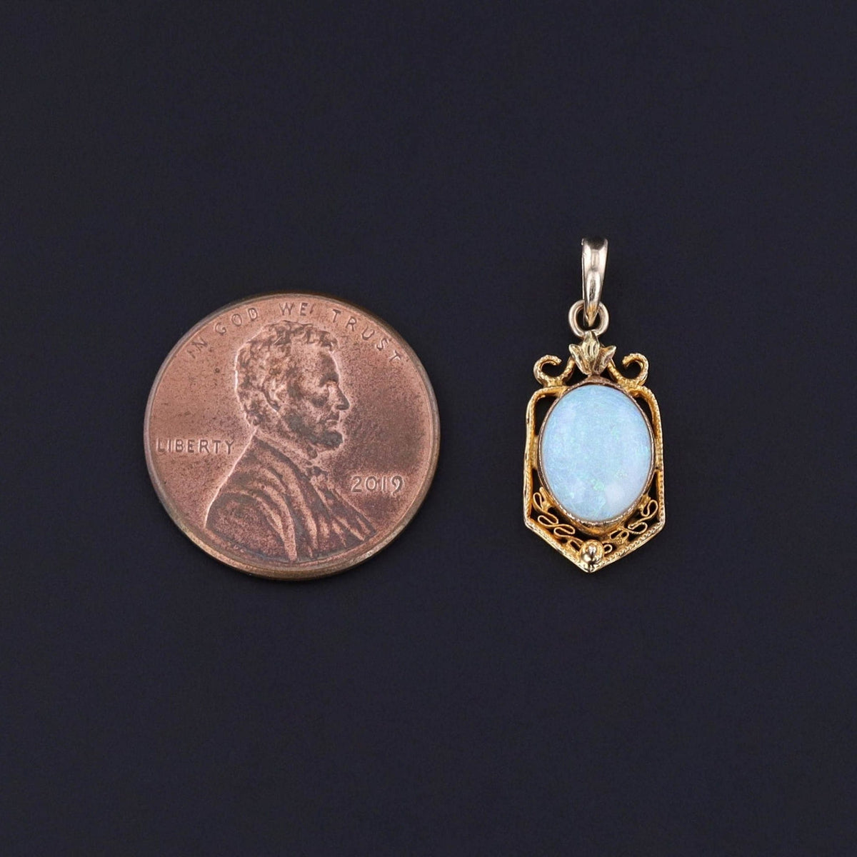 Antique White Opal Charm of 10k Gold - Trademark Antiques