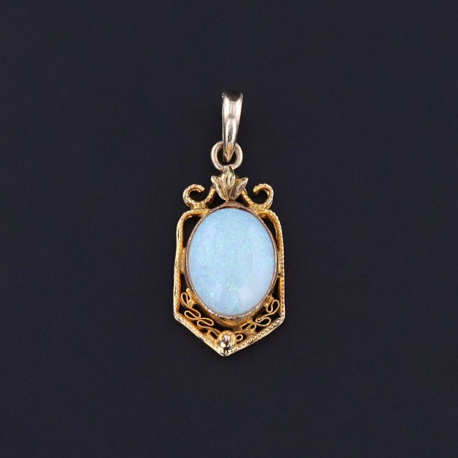Antique White Opal Charm of 10k Gold - Trademark Antiques