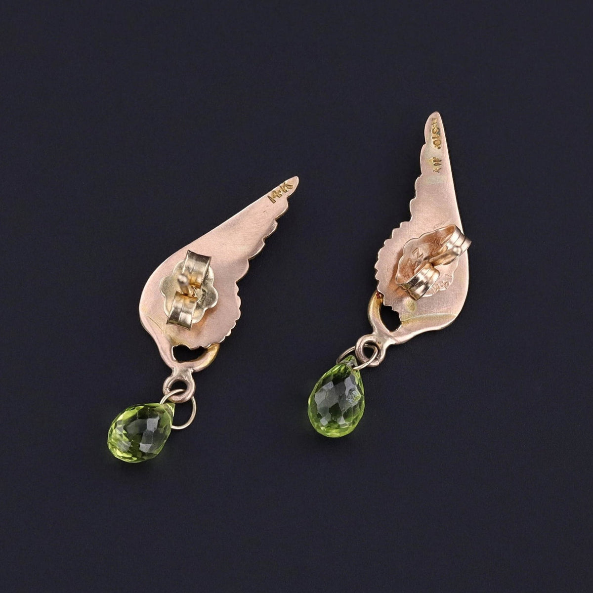 Antique Wing Earrings of 14k Gold - Trademark Antiques
