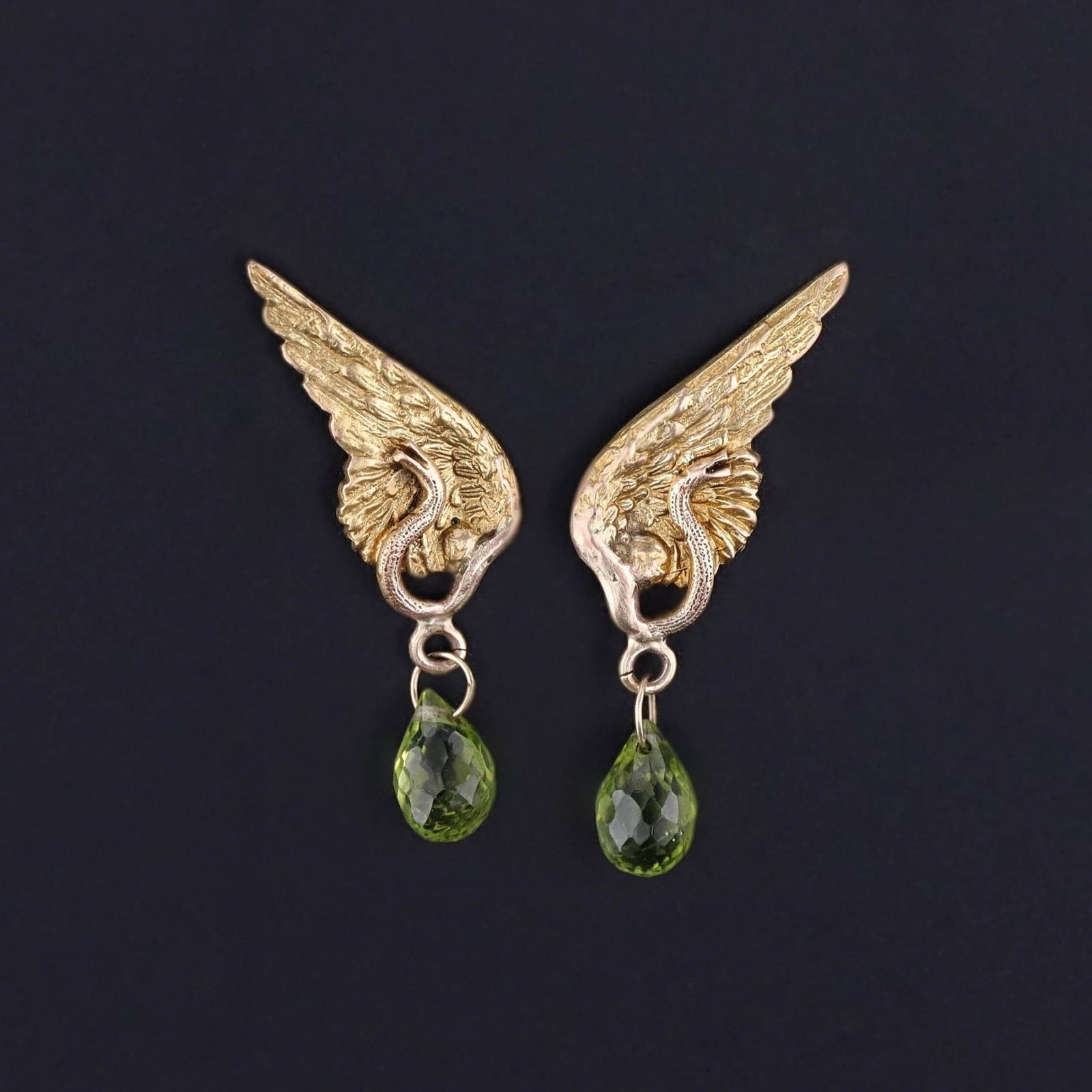 Antique Wing Earrings of 14k Gold - Trademark Antiques
