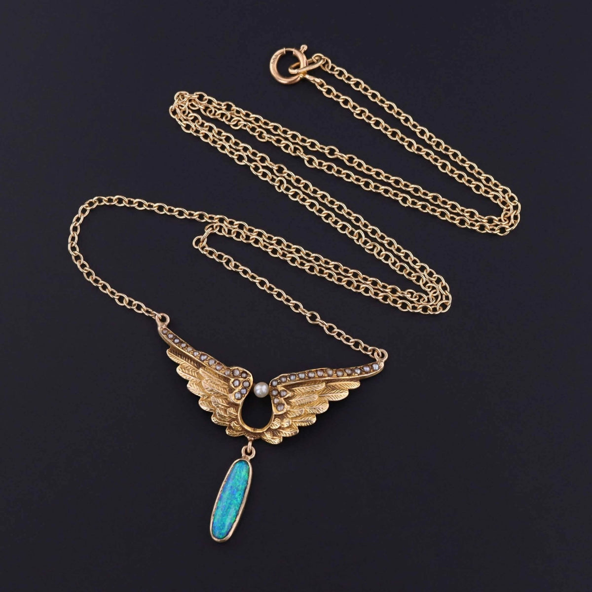 Antique Wing Necklace of 14k and 10k Gold - Trademark Antiques
