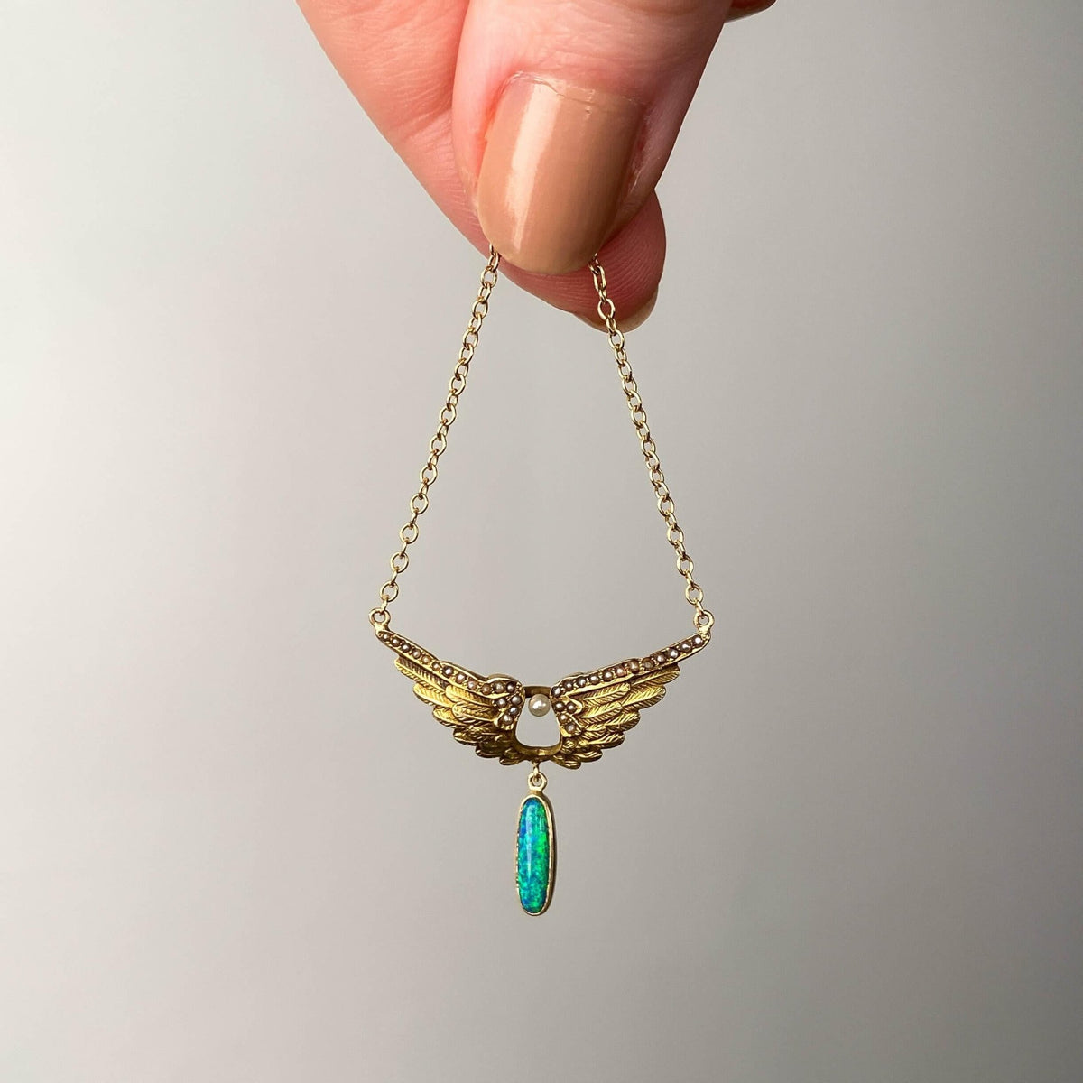 Antique Wing Necklace of 14k and 10k Gold - Trademark Antiques