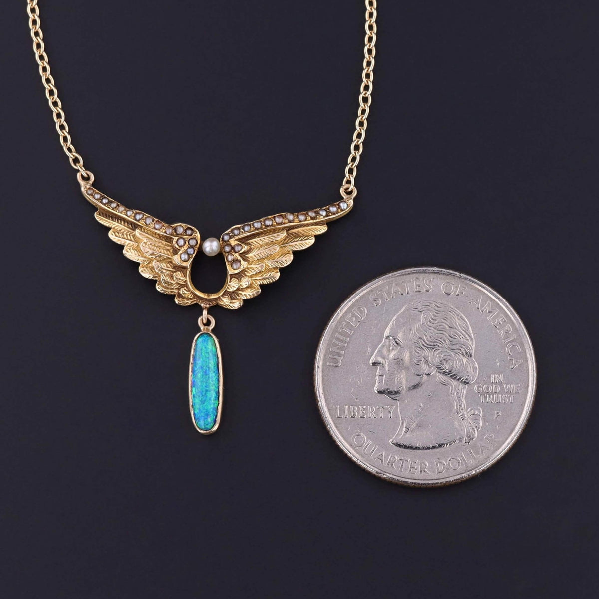 Antique Wing Necklace of 14k and 10k Gold - Trademark Antiques