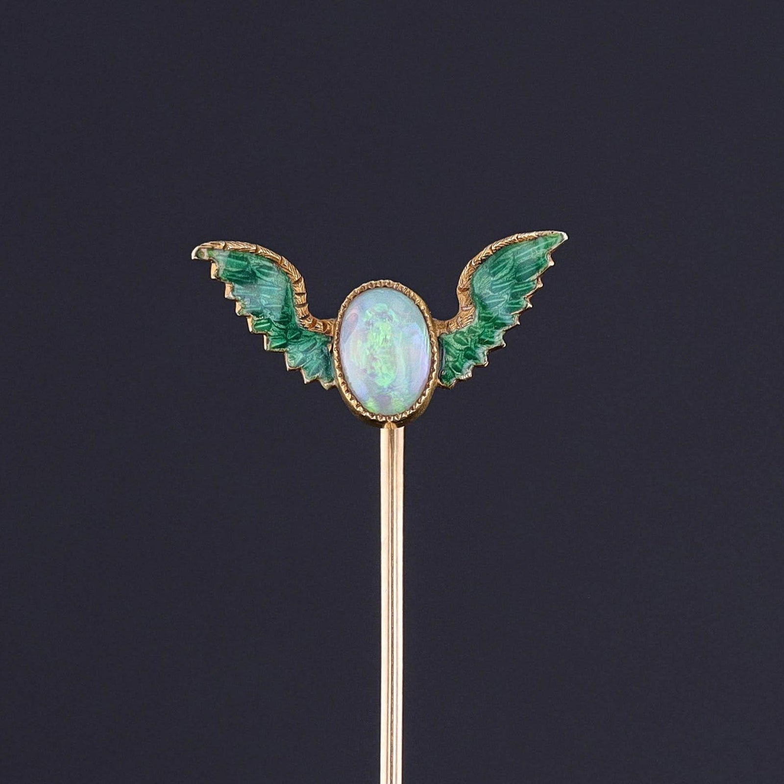 Antique Winged Opal Stickpin of 14k Gold - Trademark Antiques