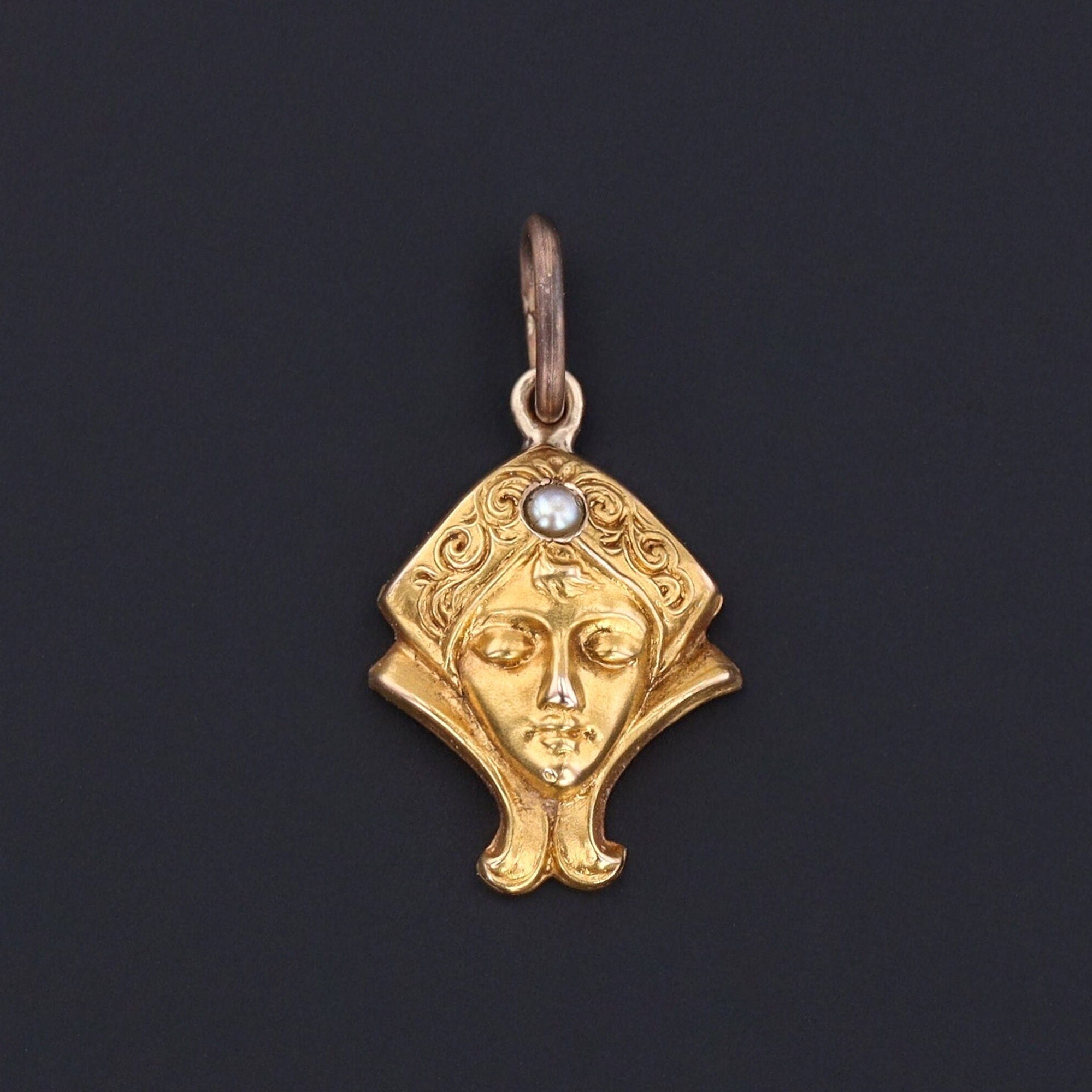 Antique Woman Conversion Charm of 14k Gold - Trademark Antiques