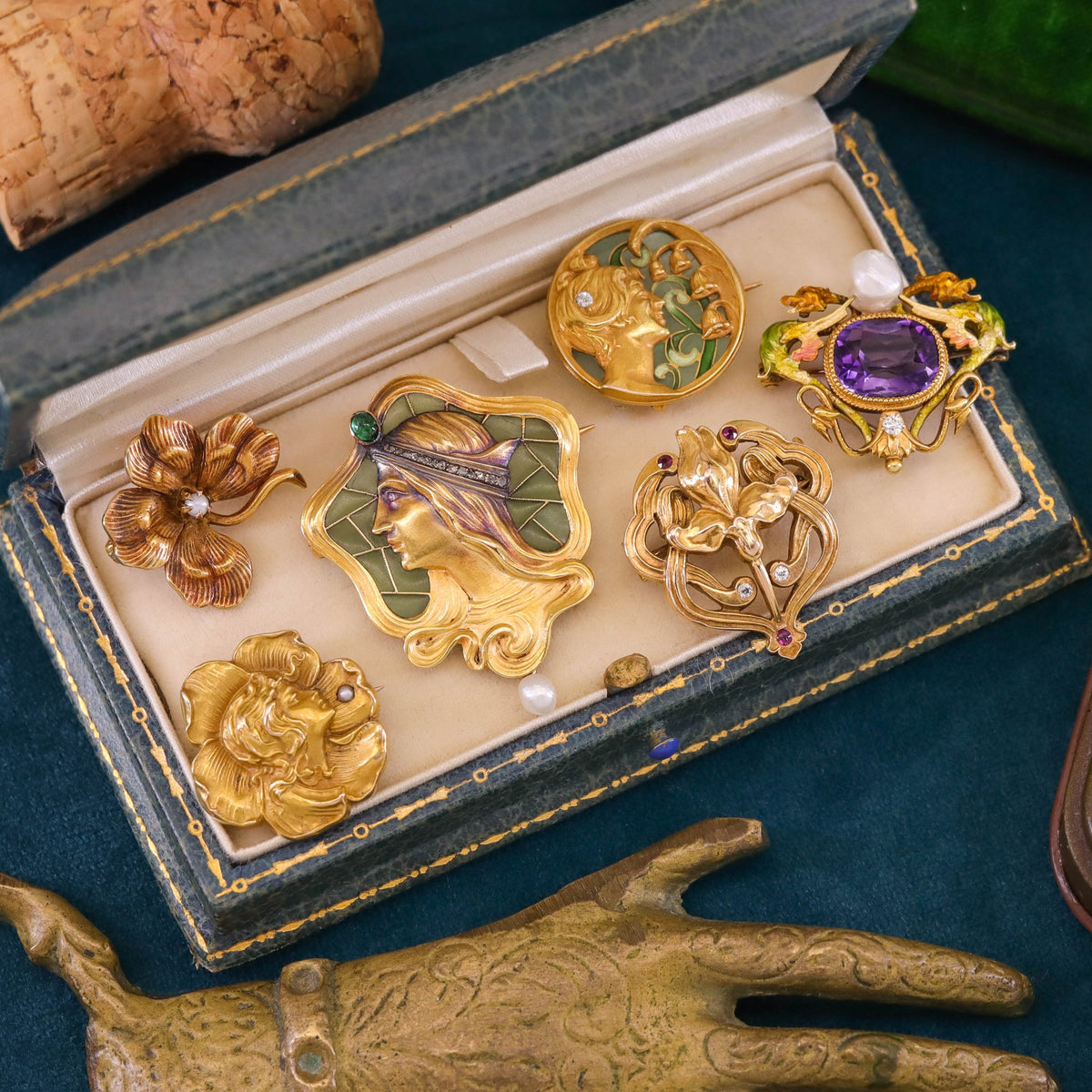 Antique Woman in Flower Brooch of 10k Gold - Trademark Antiques