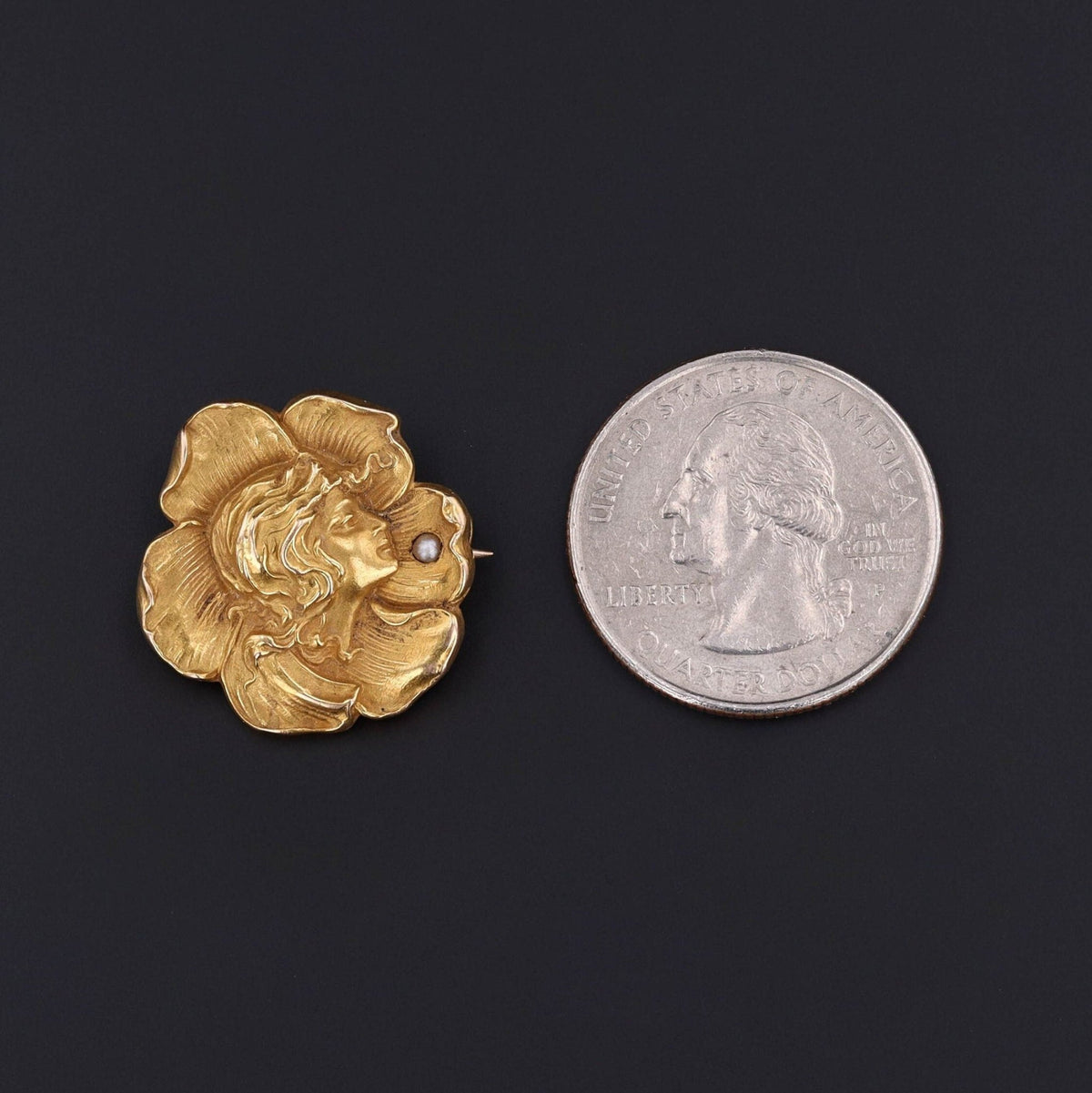 Antique Woman in Flower Brooch of 10k Gold - Trademark Antiques