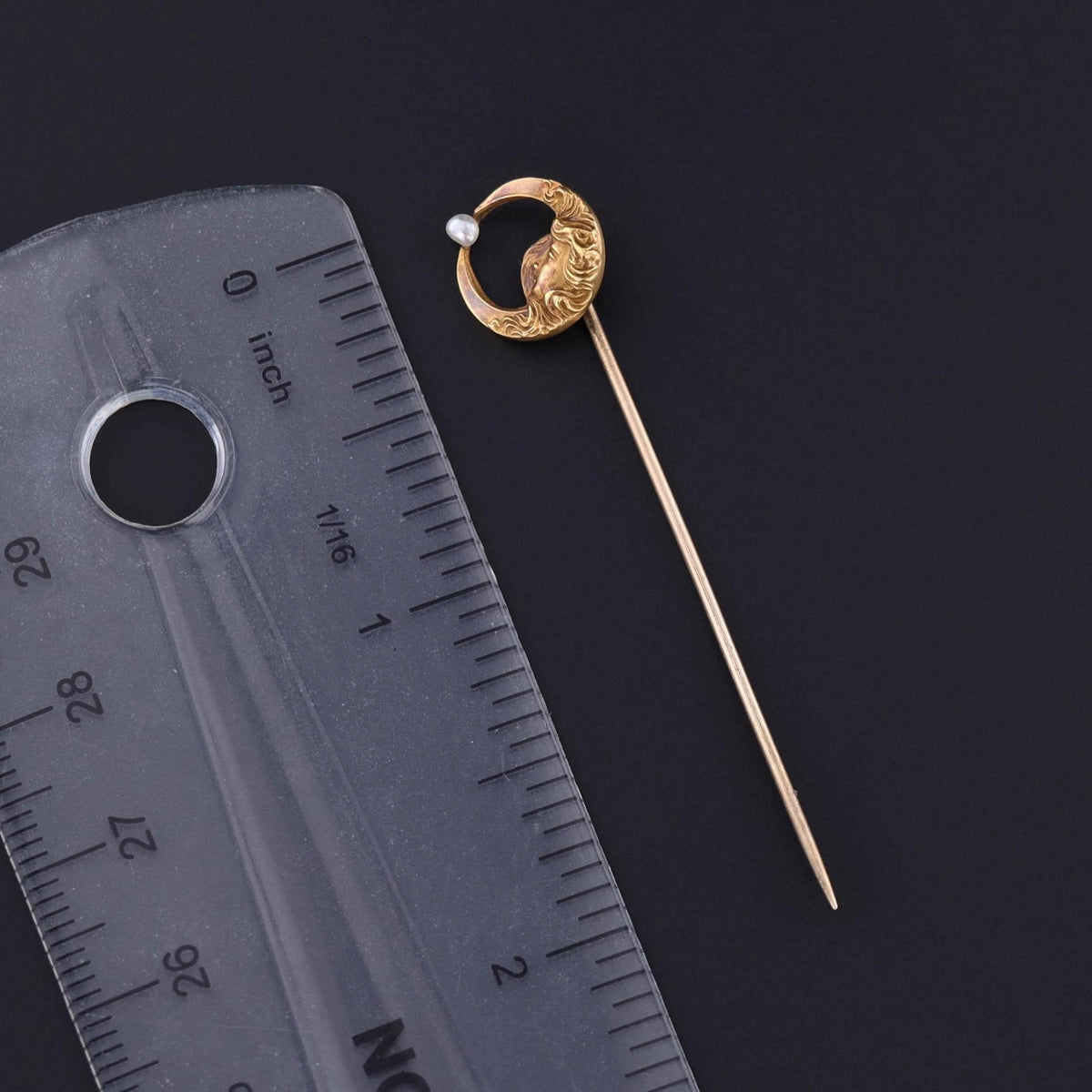 Antique Woman in the Moon Stickpin of 10k Gold - Trademark Antiques