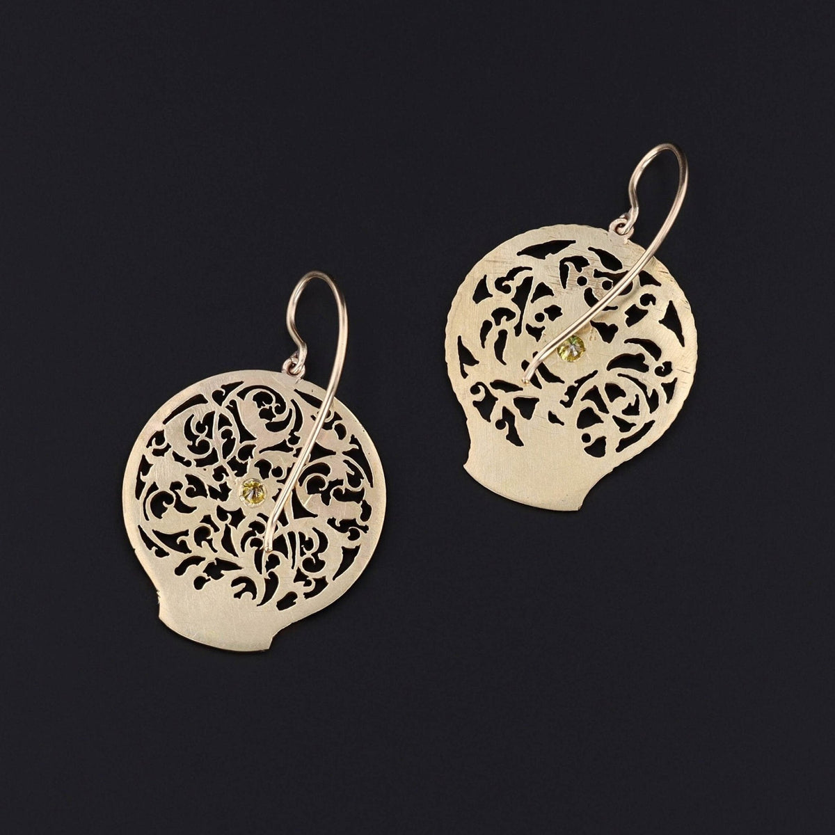 Antique Yellow Diamond Watchcock Conversion Earrings - Trademark Antiques