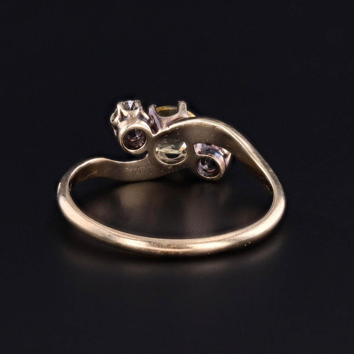 Antique Yellow Sapphire and Diamond Ring of 14k Gold - Trademark Antiques