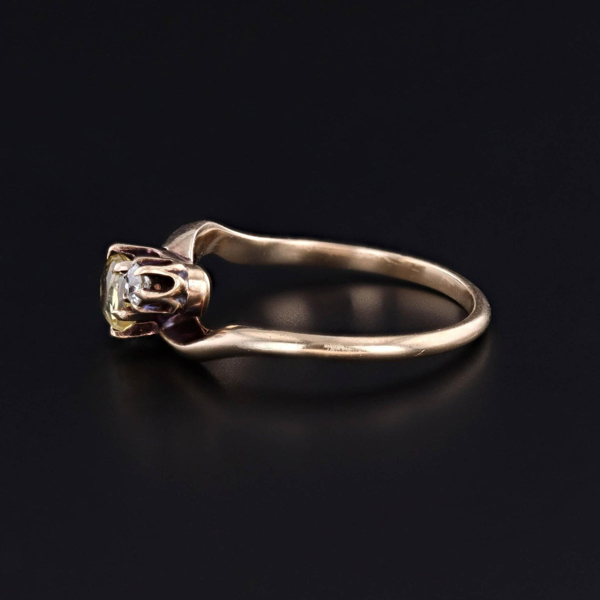 Antique Yellow Sapphire and Diamond Ring of 14k Gold - Trademark Antiques
