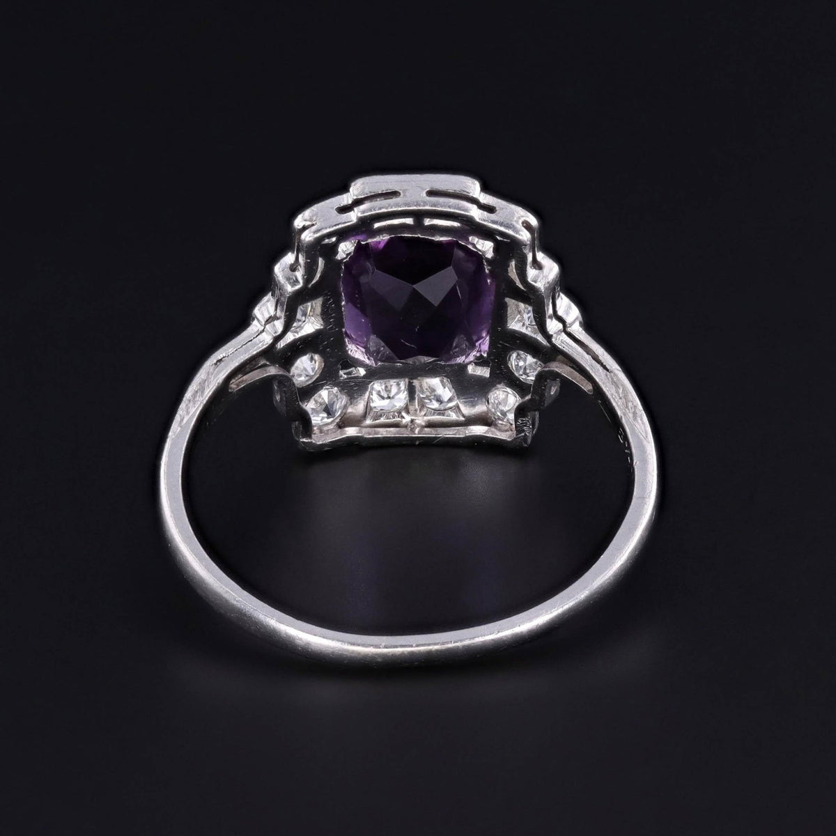 Art Deco Amethyst and Diamond Ring of Platinum - Trademark Antiques