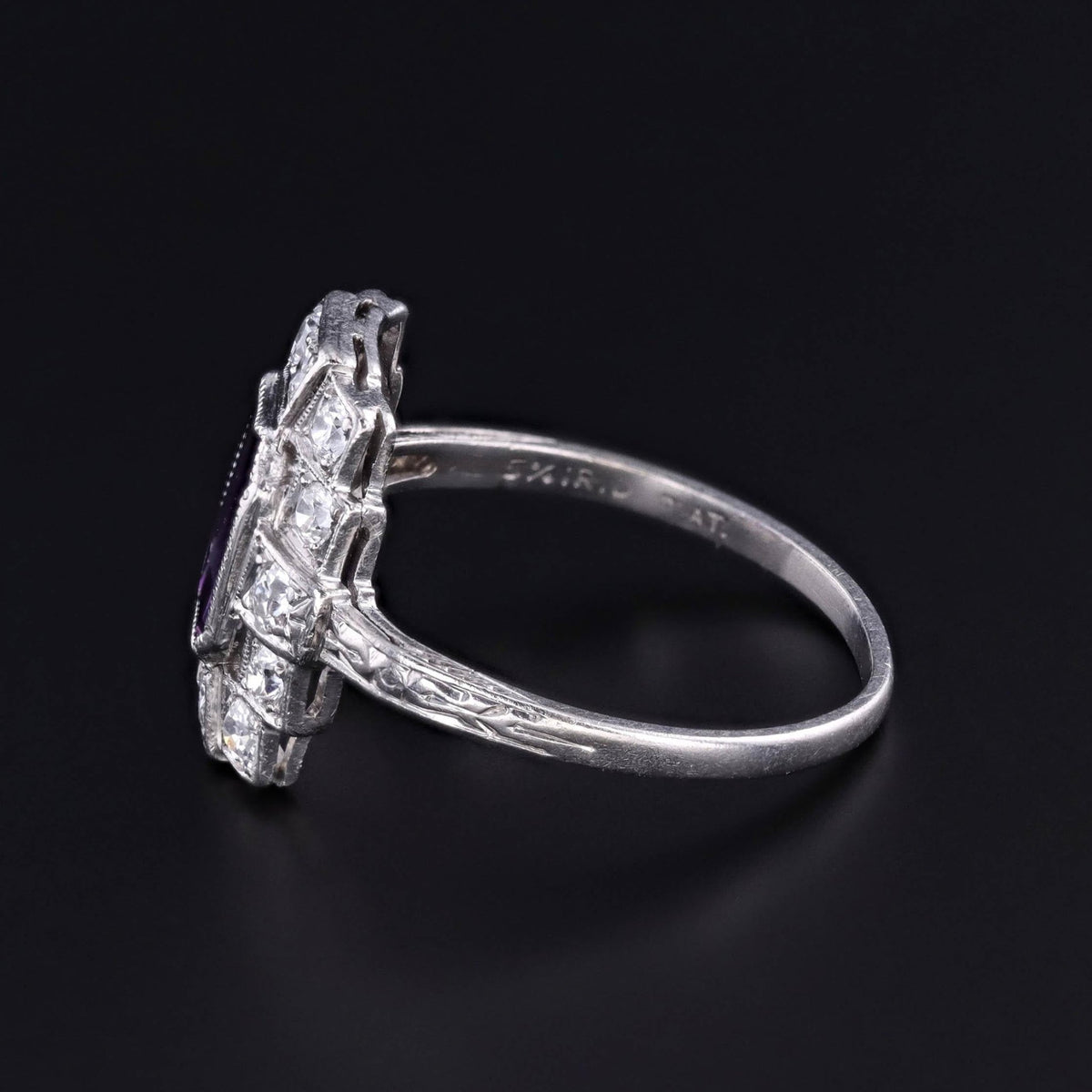 Art Deco Amethyst and Diamond Ring of Platinum - Trademark Antiques